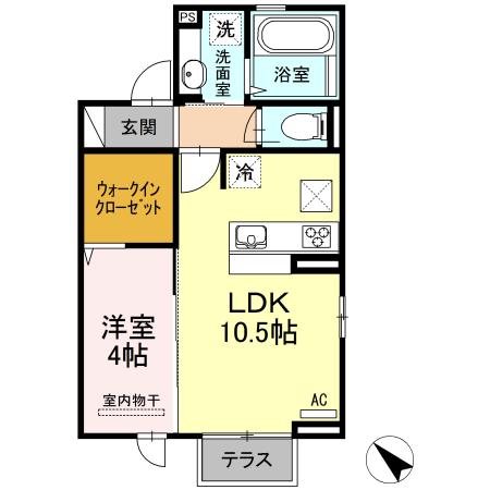 ハイネス(1LDK/1階)の間取り写真