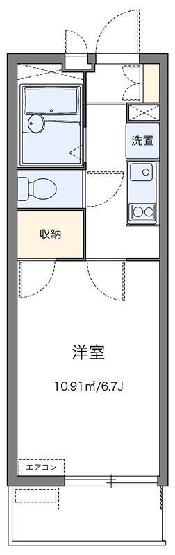 ブルファーニII(1K/1階)の間取り写真