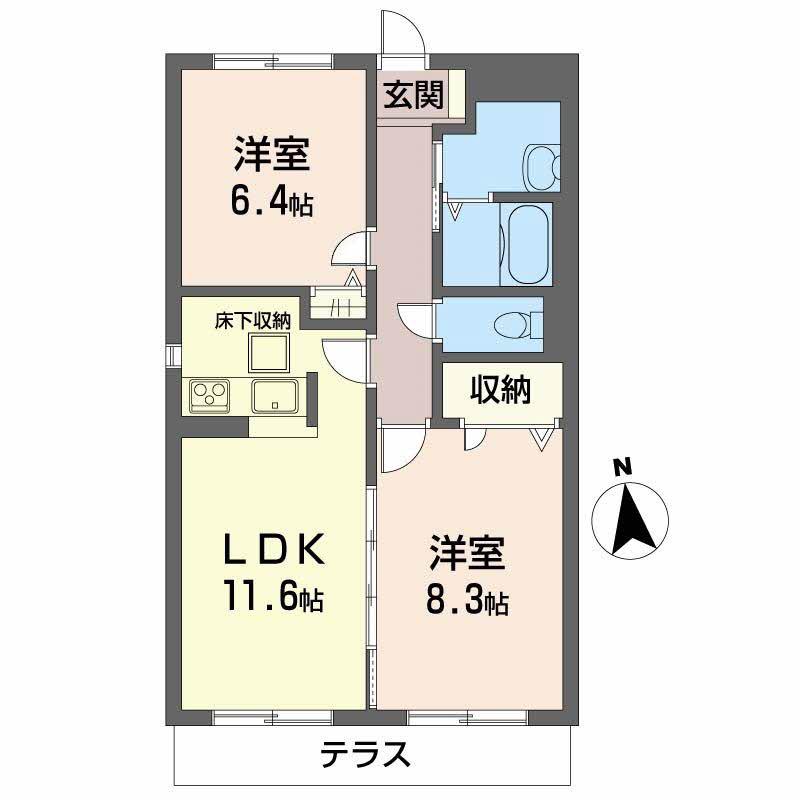 シャーメゾンヴェルデ(2LDK/1階)の間取り写真