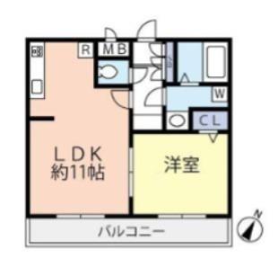グランヴァン西馬込IV(1LDK/5階)の間取り写真