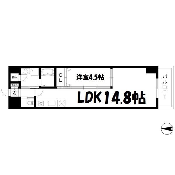 ALBA GRANDE 名護屋(1LDK/9階)の間取り写真