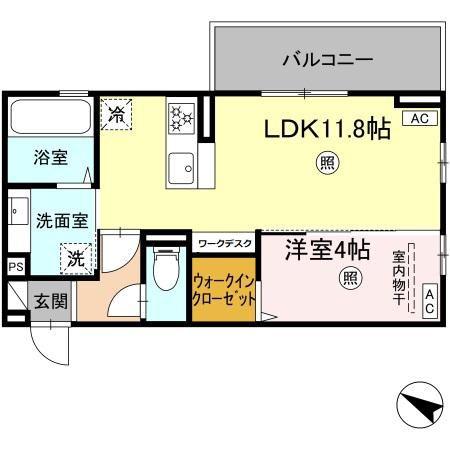 エトワール久保田(1LDK/2階)の間取り写真