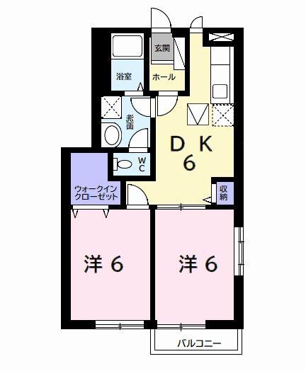 プレデュリーヴ(2DK/1階)の間取り写真
