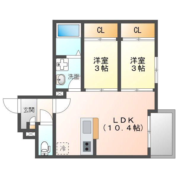 REGALEST野並(2LDK/3階)の間取り写真