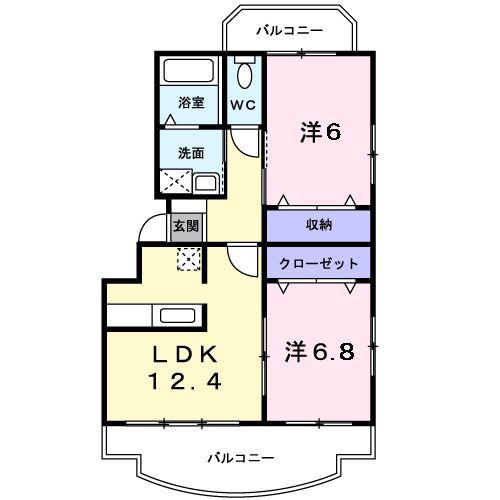 サン グローヴ(2LDK/2階)の間取り写真