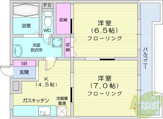 レジェール・ロゼ泉(2K/3階)の間取り写真