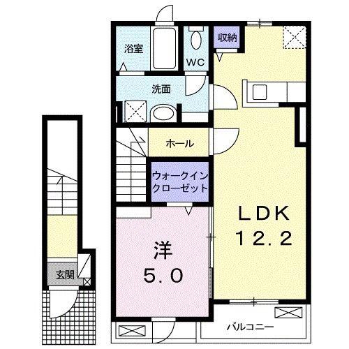 バンブーA(1LDK/2階)の間取り写真