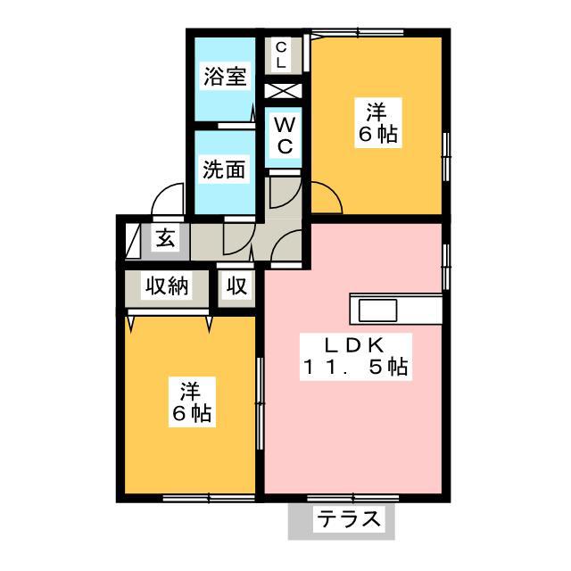 KIITOS B棟(2LDK/1階)の間取り写真