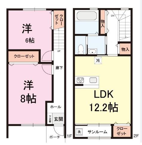 パークレジデンス エフ(2LDK/2階)の間取り写真
