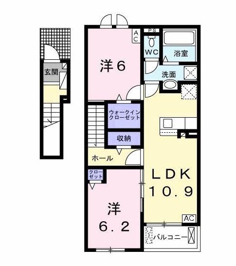 センシア六条(2LDK/2階)の間取り写真