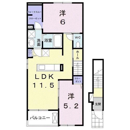 ル タン サト(2LDK/2階)の間取り写真