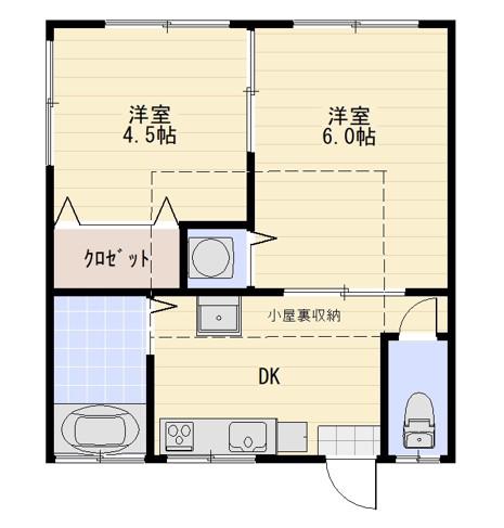 スカイコート東金(2DK/2階)の間取り写真