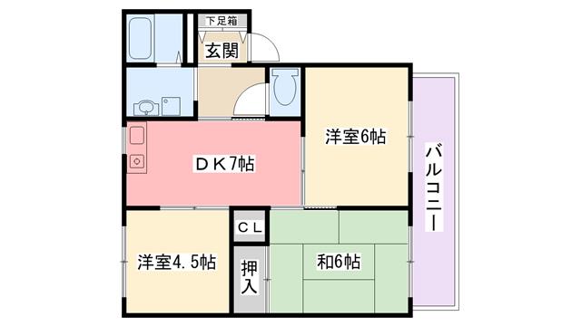 ヴァールハイト越水II(3DK/2階)の間取り写真