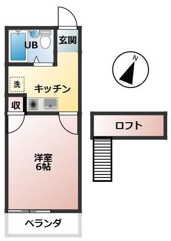 アリス行田第1(1K/1階)の間取り写真