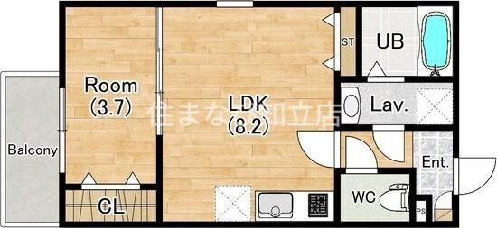 ジーメゾン知立(1LDK/3階)の間取り写真