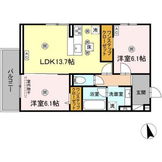パールドブルム(2LDK/1階)の間取り写真