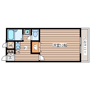 アムール カレクス ドゥトフ(1K/2階)の間取り写真