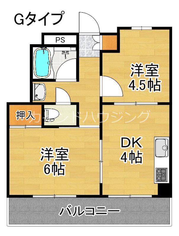 オーシャン住之江(2DK/7階)の間取り写真