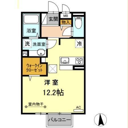 アゼリアコートA(ワンルーム/1階)の間取り写真