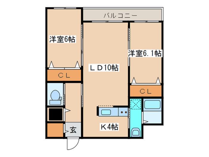 グランメール南郷通15(2LDK/2階)の間取り写真