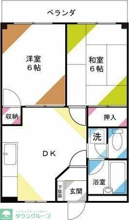 パインランドシティ(2DK/2階)の間取り写真