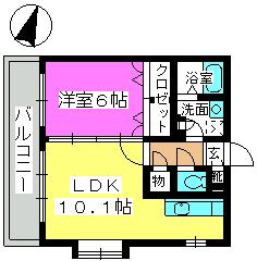ブラン・ネージュ(1LDK/2階)の間取り写真