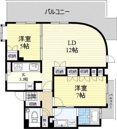 グランアッシュ梅田ヴィークス(2LDK/10階)の間取り写真