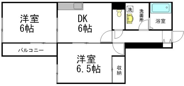 ガーデンフラット(2DK/2階)の間取り写真