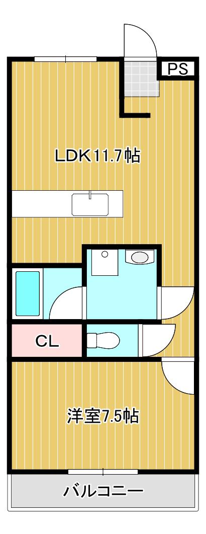 ヴィゴラス参番館(1LDK/4階)の間取り写真