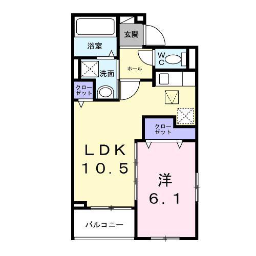 アルストロメリアV(1LDK/1階)の間取り写真