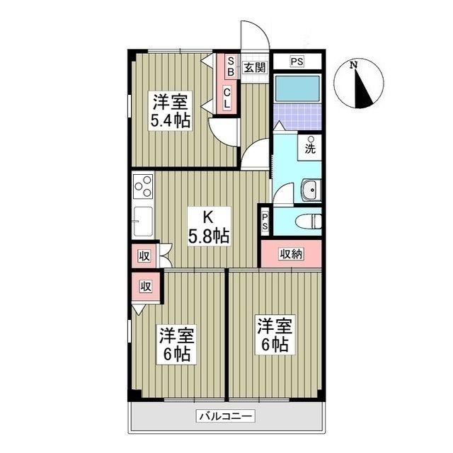 MIYAMAII-1(3K/3階)の間取り写真