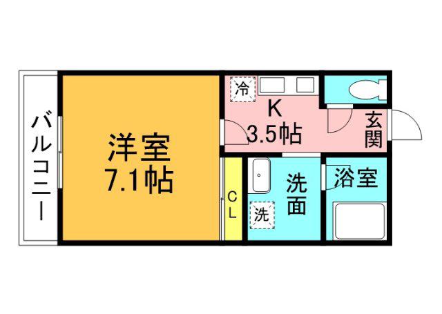 KSM三篠マンション(1K/4階)の間取り写真