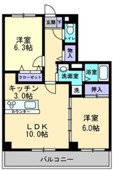 フィネス来夢(2LDK/2階)の間取り写真