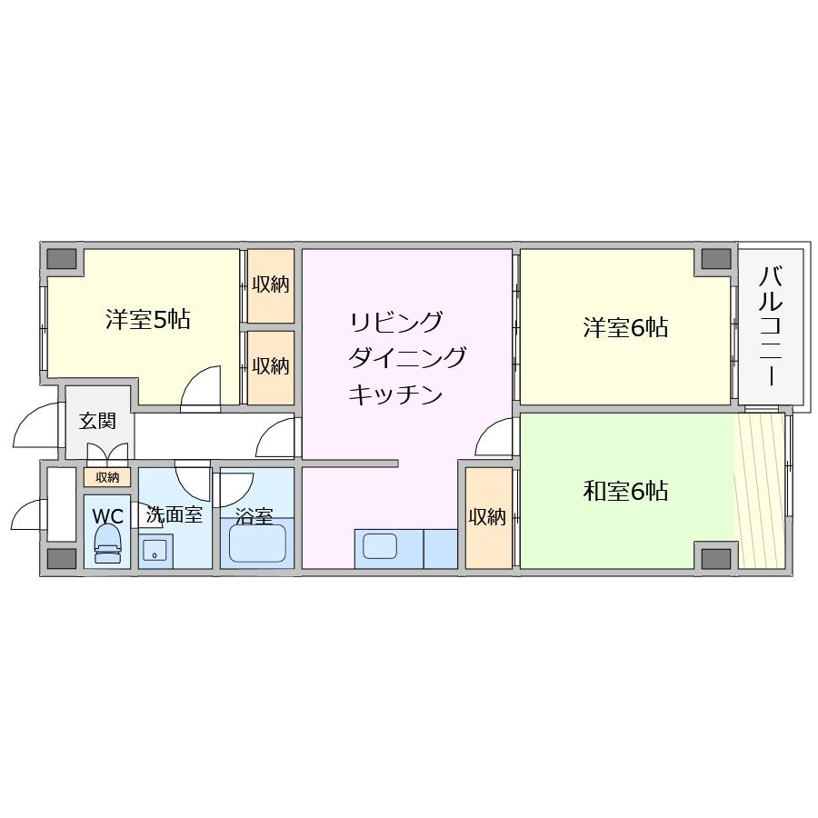 ハイマート西千葉(3LDK/6階)の間取り写真