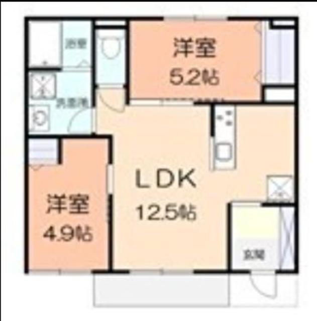 ボナールV(2LDK/1階)の間取り写真