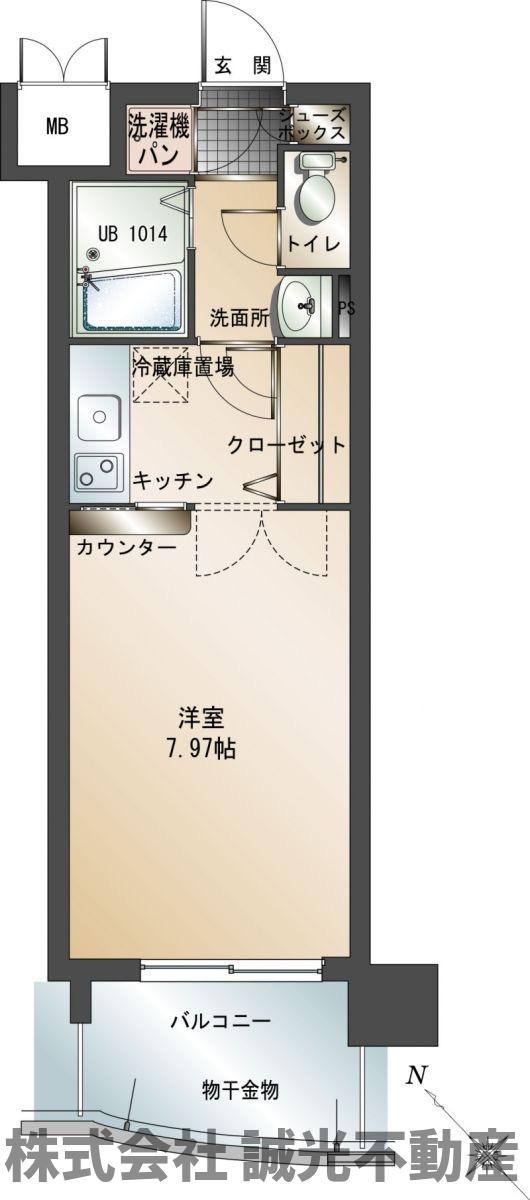 エンクレスト大博通(1K/10階)の間取り写真