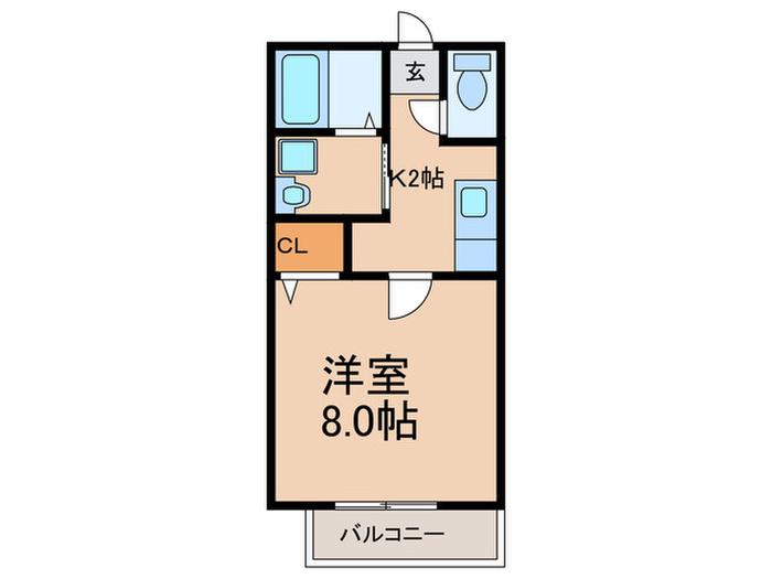 セピアコート片峰(1K/2階)の間取り写真