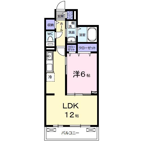 リバーサイドII(1LDK/1階)の間取り写真