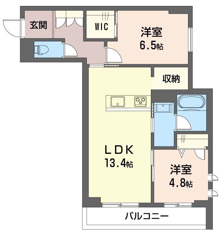アルモニ北浦和(2LDK/2階)の間取り写真