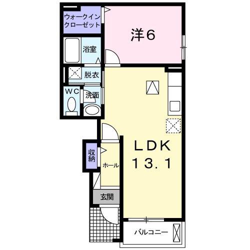 フォレストリバー(1LDK/1階)の間取り写真