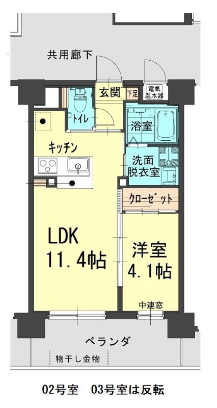 サンフルール(1LDK/3階)の間取り写真