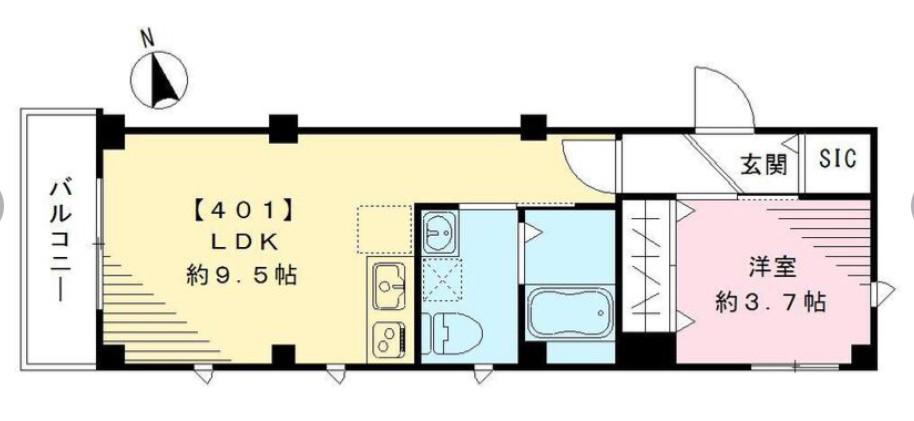 N ラシーネ武蔵小山(1LDK/4階)の間取り写真