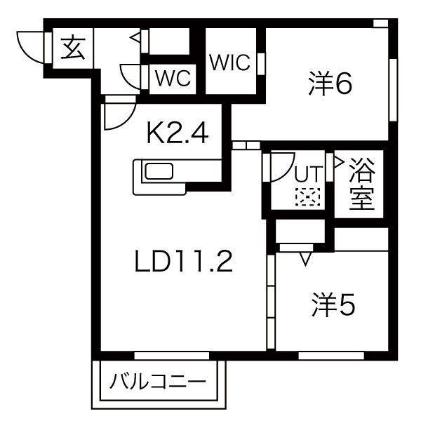 イーシティ栄通(2LDK/2階)の間取り写真