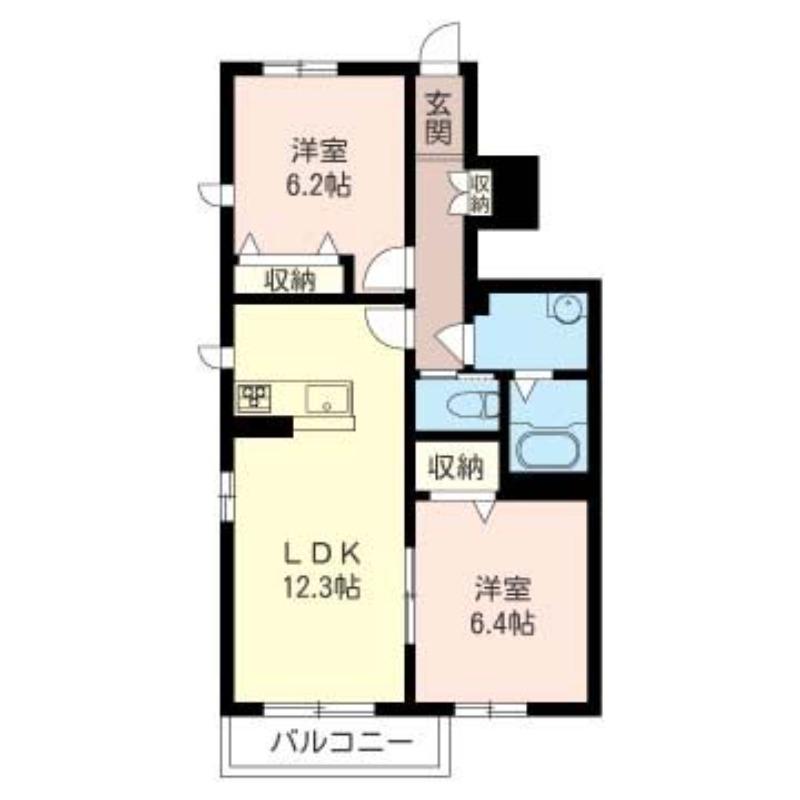 グラハムトーマス(2LDK/1階)の間取り写真