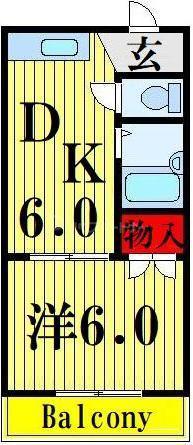 ルナパーク(1DK/3階)の間取り写真