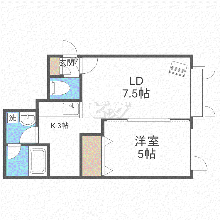 エルベスト(1LDK/2階)の間取り写真