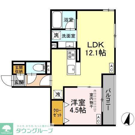 ブルマーレ湘南台(1LDK/2階)の間取り写真