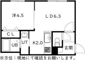 GRAN BACH麻生(1LDK/1階)の間取り写真
