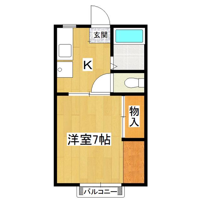マイシティライフ16番館(1K/1階)の間取り写真