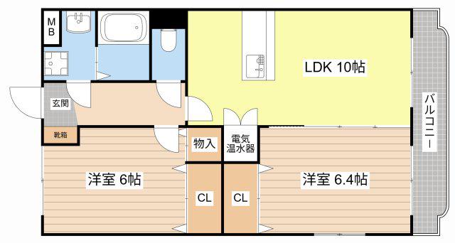 ユーミーキャッスル(2LDK/3階)の間取り写真